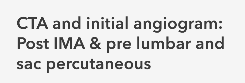 CTA and initial angiogram: Post IMA & pre lumbar and sac percutaneous 